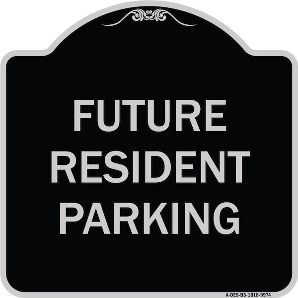Designer Series-Future Resident Parking Black & Silver Heavy-Gauge Aluminum, 18" x 18", BS-1818-9974